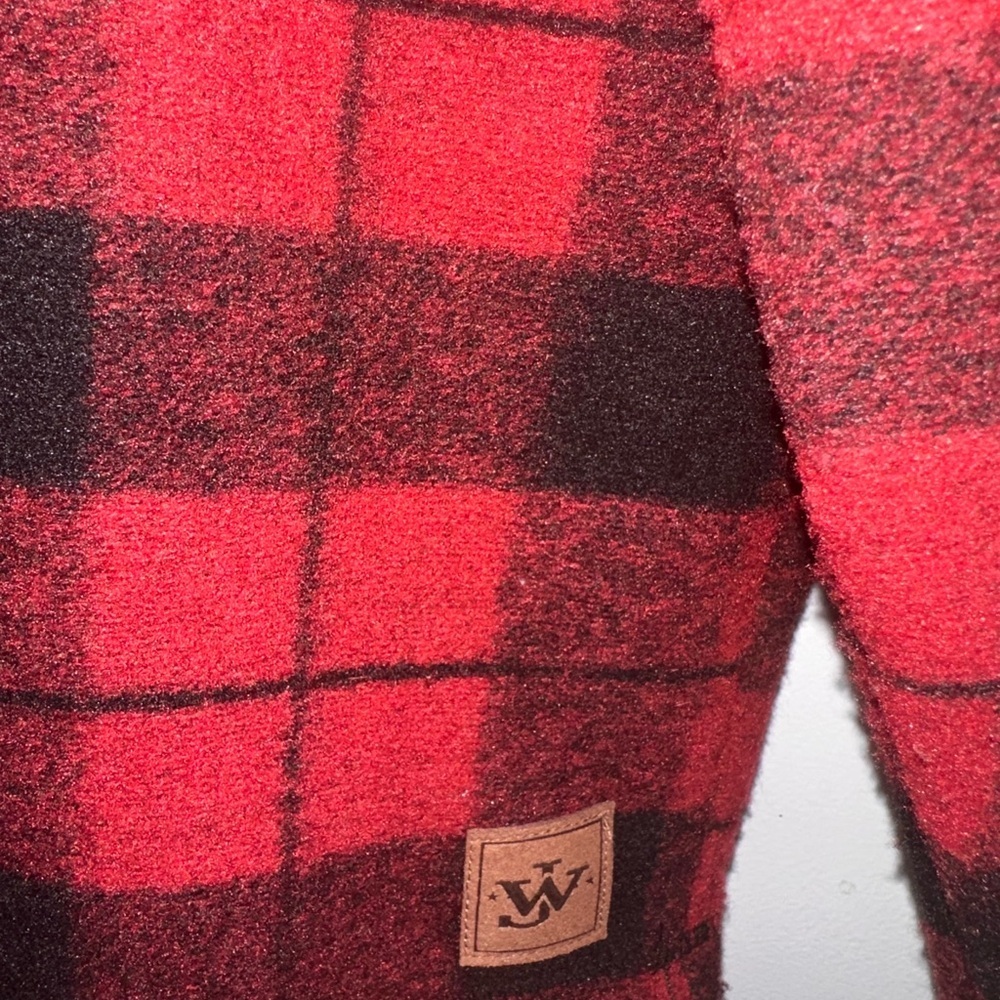Men's Red and Black Plaid Half-Zip Jacket - Picture 3 of 6